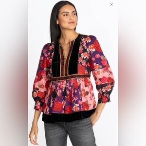 Johnny Was Floral Blouse - Red, Pink, and Purple